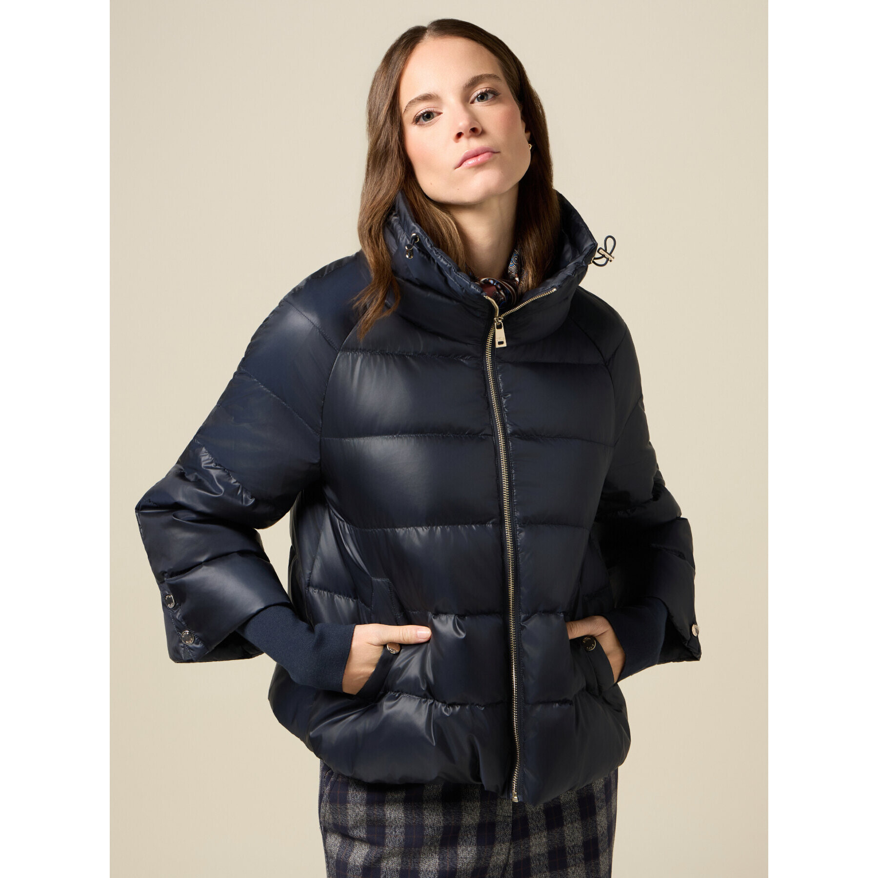 Oltre - Piumino corto in vera piuma - Blu