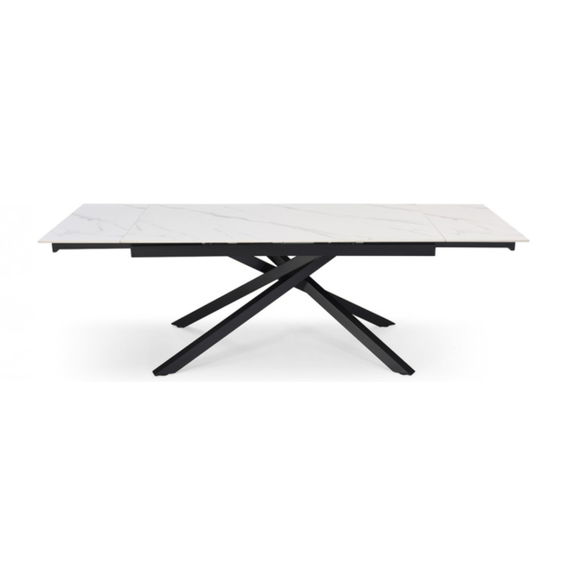 Table extensible en céramique marbre blanc L160/240cm - 9 piètements - UNIK