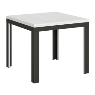 Mesa tipo libro 90x90/180 cm Linea Libra Fresno Blanco estructura Antracita