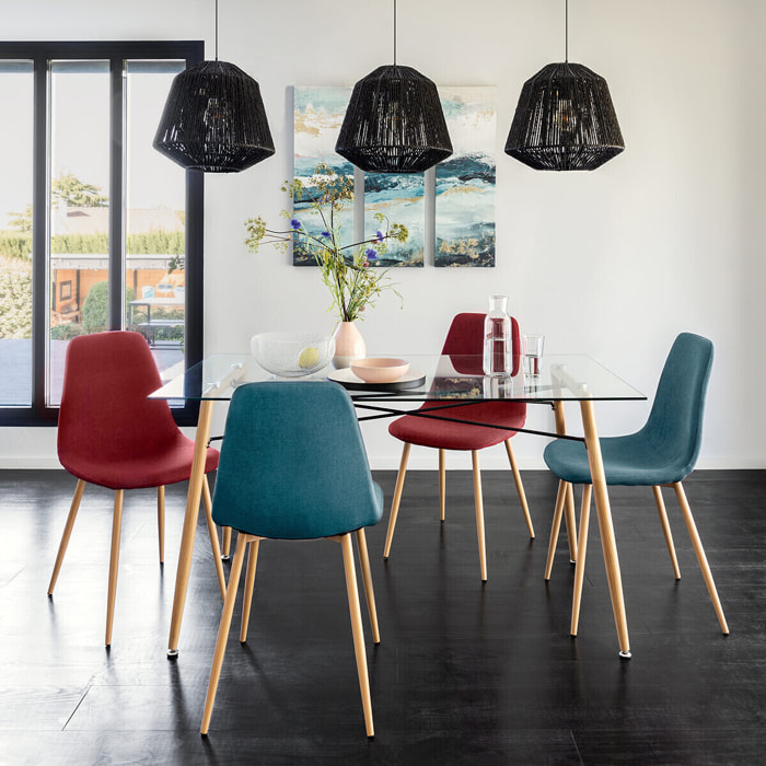 Chaise "Roka" velours bleu canard