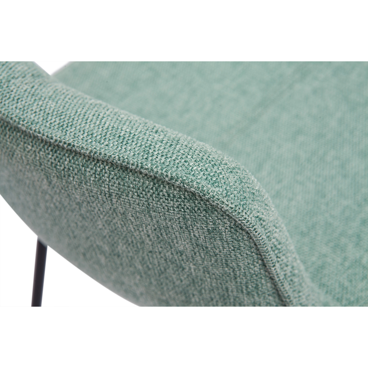 Tabourets de bar en tissu effet velours texturé vert céladon et métal noir H65 cm (lot de 2) BOOST