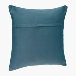 Coussin "Anjali" déhoussable en coton bleu canard 38x38cm