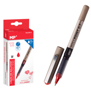 PACK 12 BOLÍGRAFOS TINTA LÍQUIDA PUNTA BALL ROJO