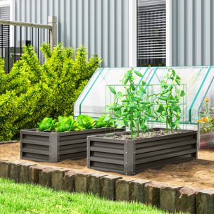 Juego de 2 Jardineras Exterior Grandes de Acero Galvanizado, Huertos Urbanos, Maceteros Exterior Elevados para Plantas, Flores, Terraza, Jardín, Resistente a la Intemperie, 110x50x30 cm, Gris