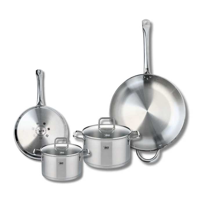 Ensemble de 2 Poêles de cuisson 24 et 32 cm et 2 faitouts 16 et 20 cm Elo Profi Citrin