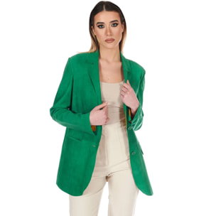 Giacca blazer in pelle scamosciata colore verde