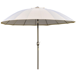 Sombrilla de Jardín Ø250x240 cm con Manivela Parasol Exterior con Mecanismo de Inclinación y Poste Desmontable de Metal para Terraza Piscina Patio Crema