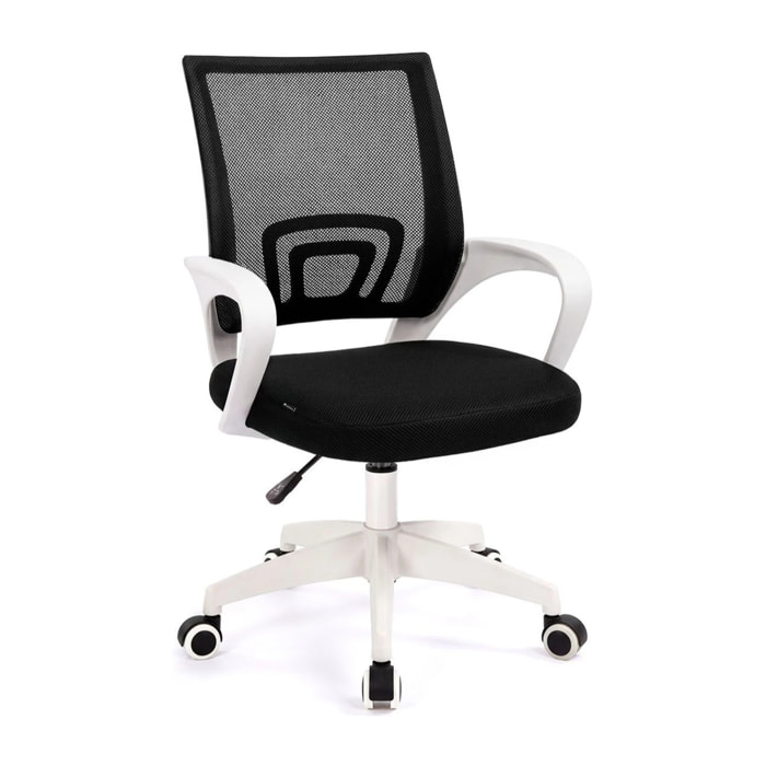 Silla de escritorio con respaldo transpirable en blanco y negro 84-94 cm Nika Blanco - Negro