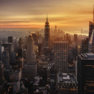 Affiche paysage manhattan's light Affiche + cadre en bois - Noir