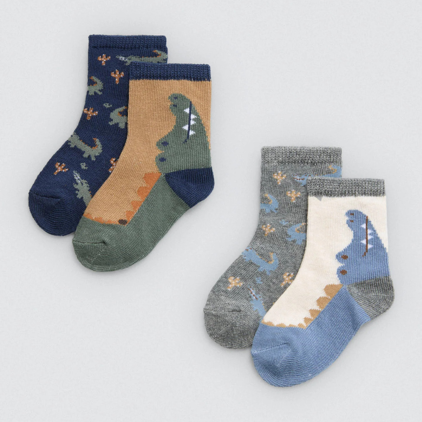 Confezione da 4 calzini per neonato con stampa coccodrillo