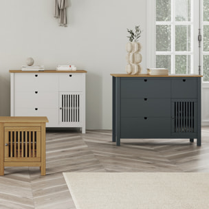 Commode 1 porte 4 tiroirs en pin massif - FABIA