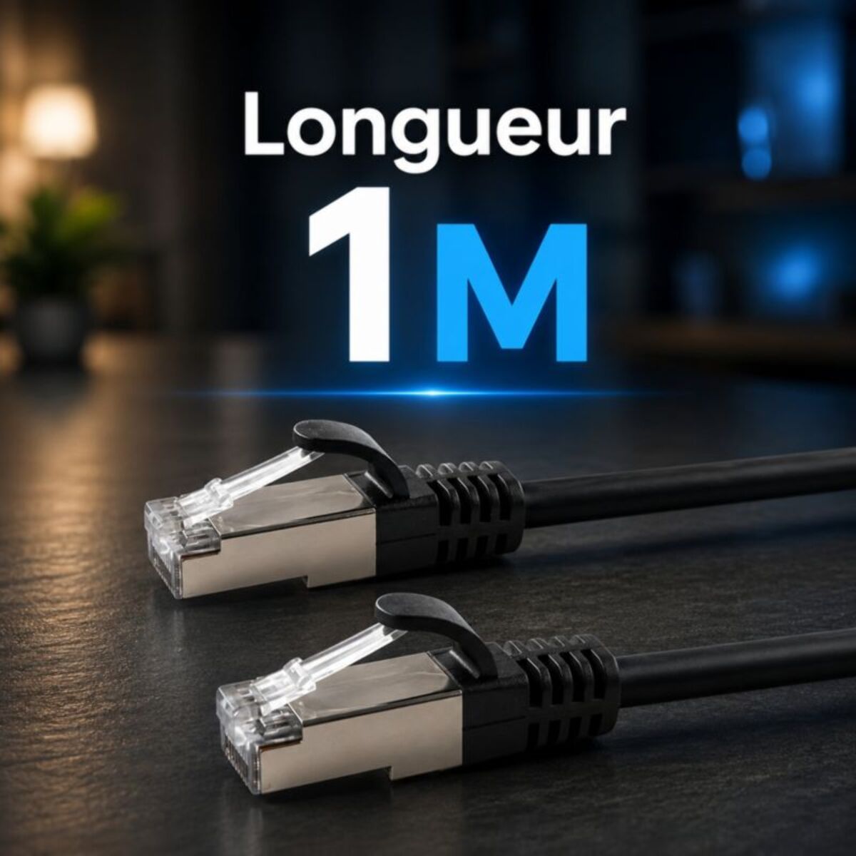 Câble Ethernet ESSENTIELB RJ45 1M Droit CAT6E noir