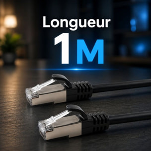 Câble Ethernet ESSENTIELB RJ45 1M Droit CAT6E noir