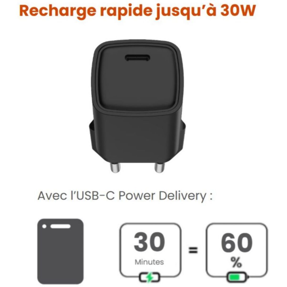 Chargeur ESSENTIELB USB-C 30W Noir