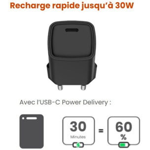 Chargeur ESSENTIELB USB-C 30W Noir