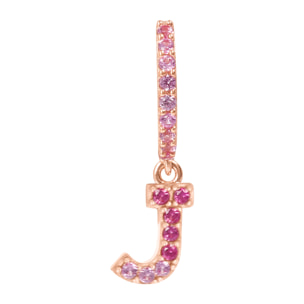 Orecchino Pendente con Lettera J in Pavé di Cubic Zirconia Rosa
