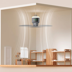 Ventilador de techo FS-6P de 45 cm. Con luz LED integrada, 4 velocidades, batería de larga duración de 12000 mAh. Incluye mando a distancia.