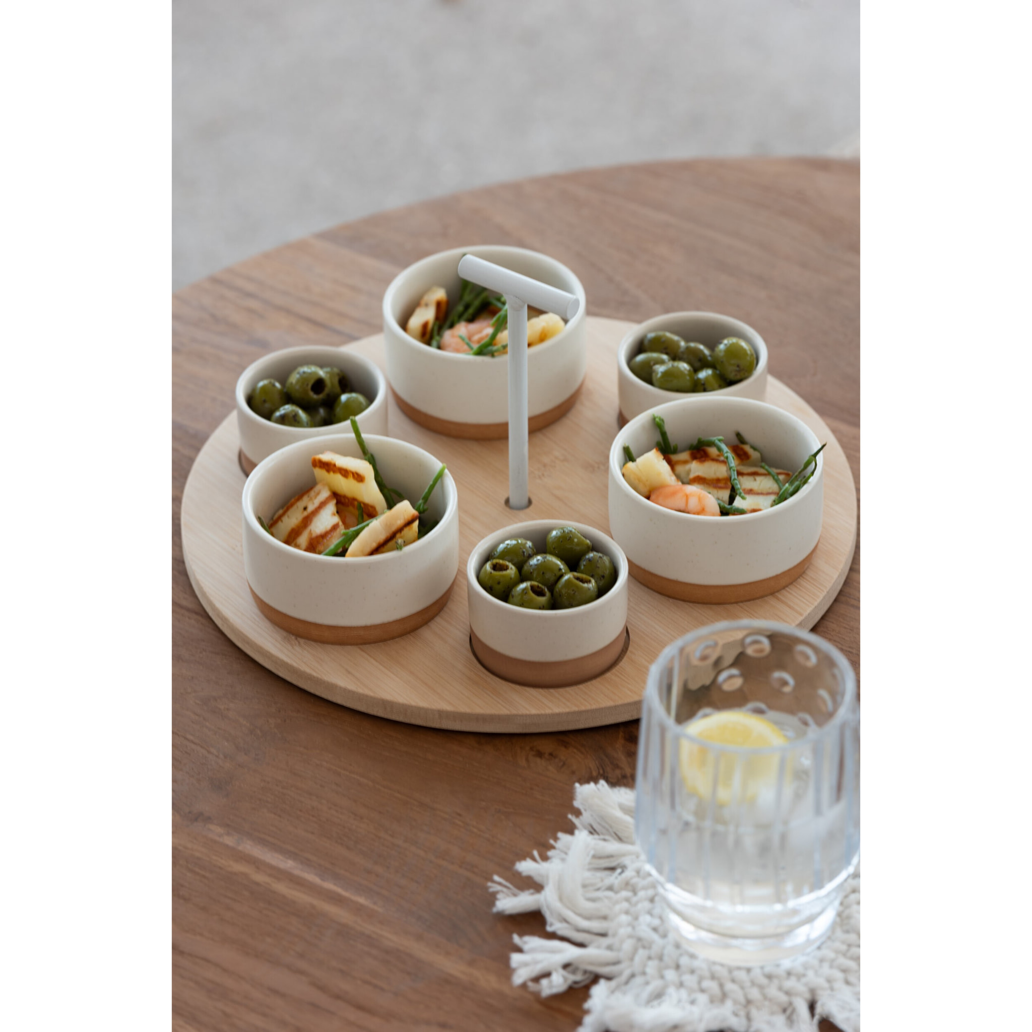 J-Line Service A Tapas 6 Sets + Plateau Bambou Boite Blanc/Naturel