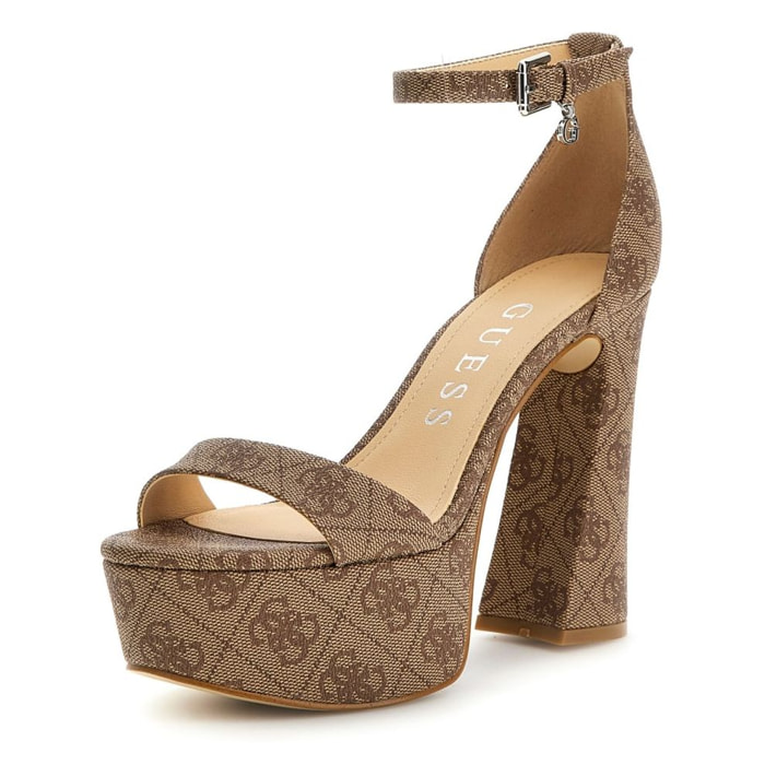 GUESS - Mules Idas2 - cuir - beige et marron - Talon : 12 cm
