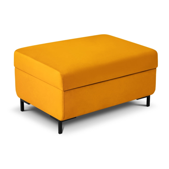 Pouf avec coffre "Yanis" en velours jaune