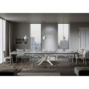 Mesa extensible 90x200/460 cm Volantis Cemento estructura blanco