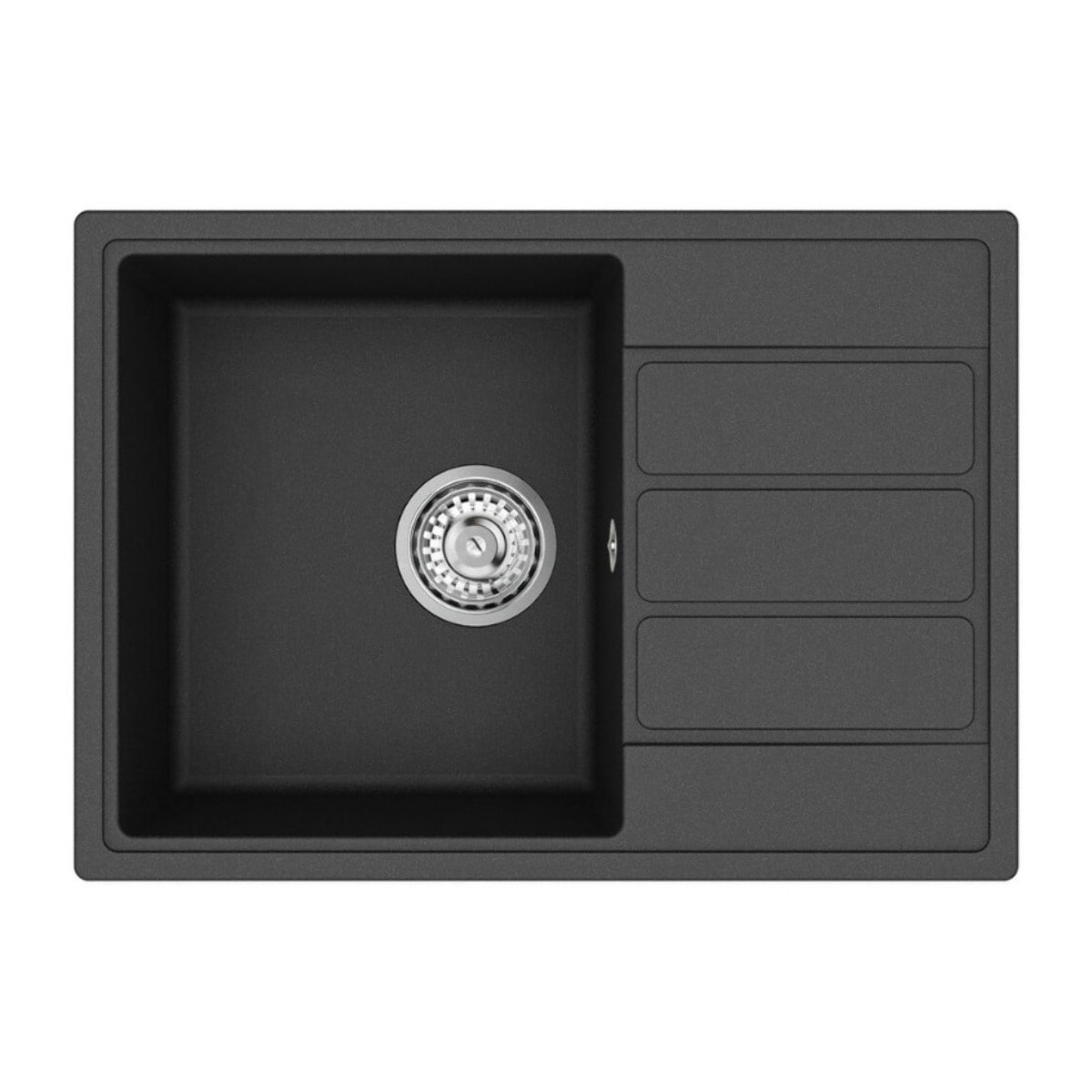 62x44 cm évier avec égouttoir réversible en Granite, à encastrer, noir + mitigeur lavabo/cuisine Grohe Start (SATSE2BG431)