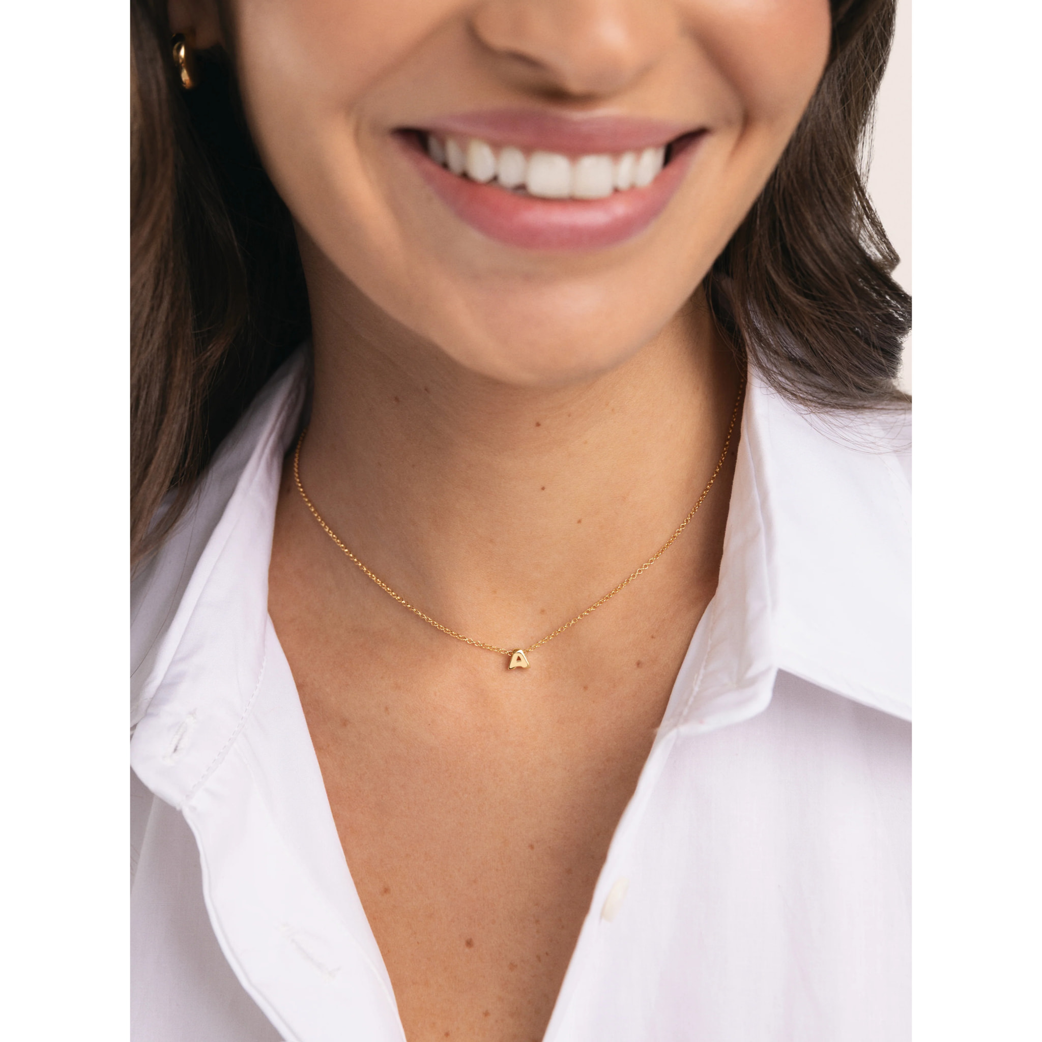 Collar Personalizado Single Letter Plata Baño Oro