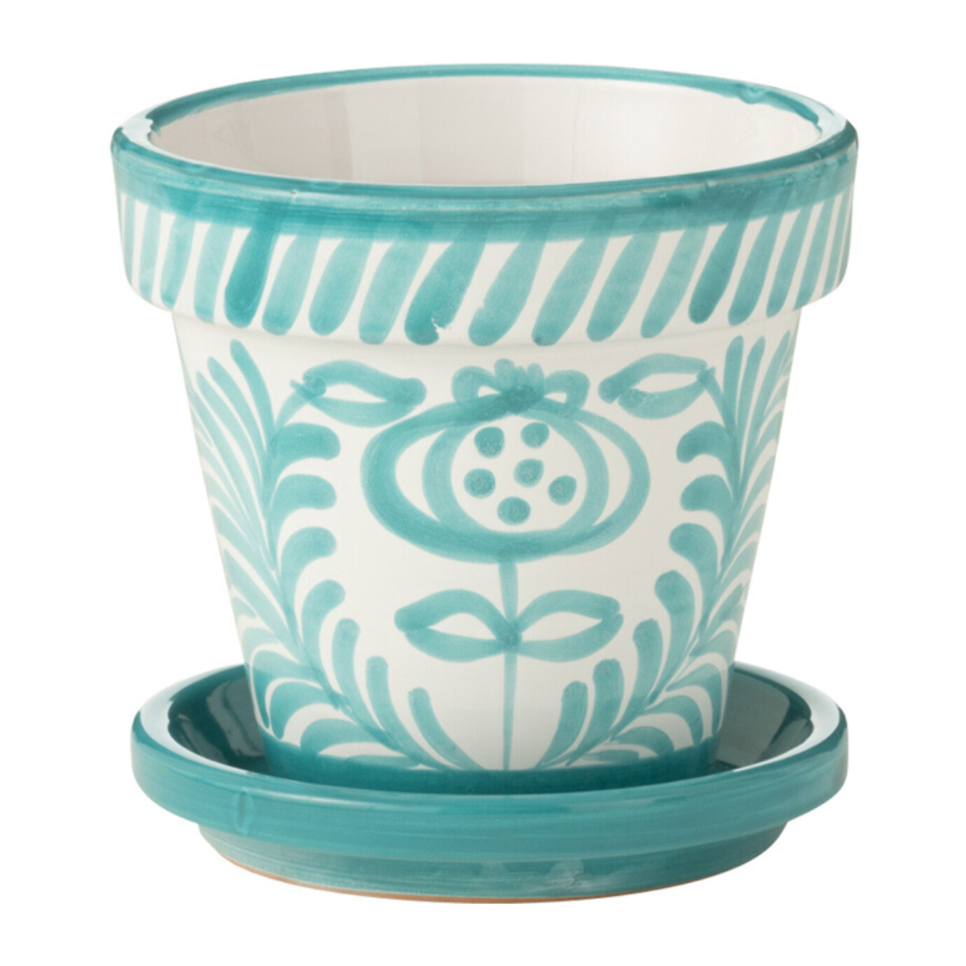 J-Line cache-pot Granada Handmade + Painted - céramique - aqua - small -  Ø 21 cm