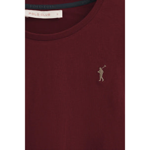 Camiseta granate de manga larga y cuello redondo con logo bordado Rigby Go