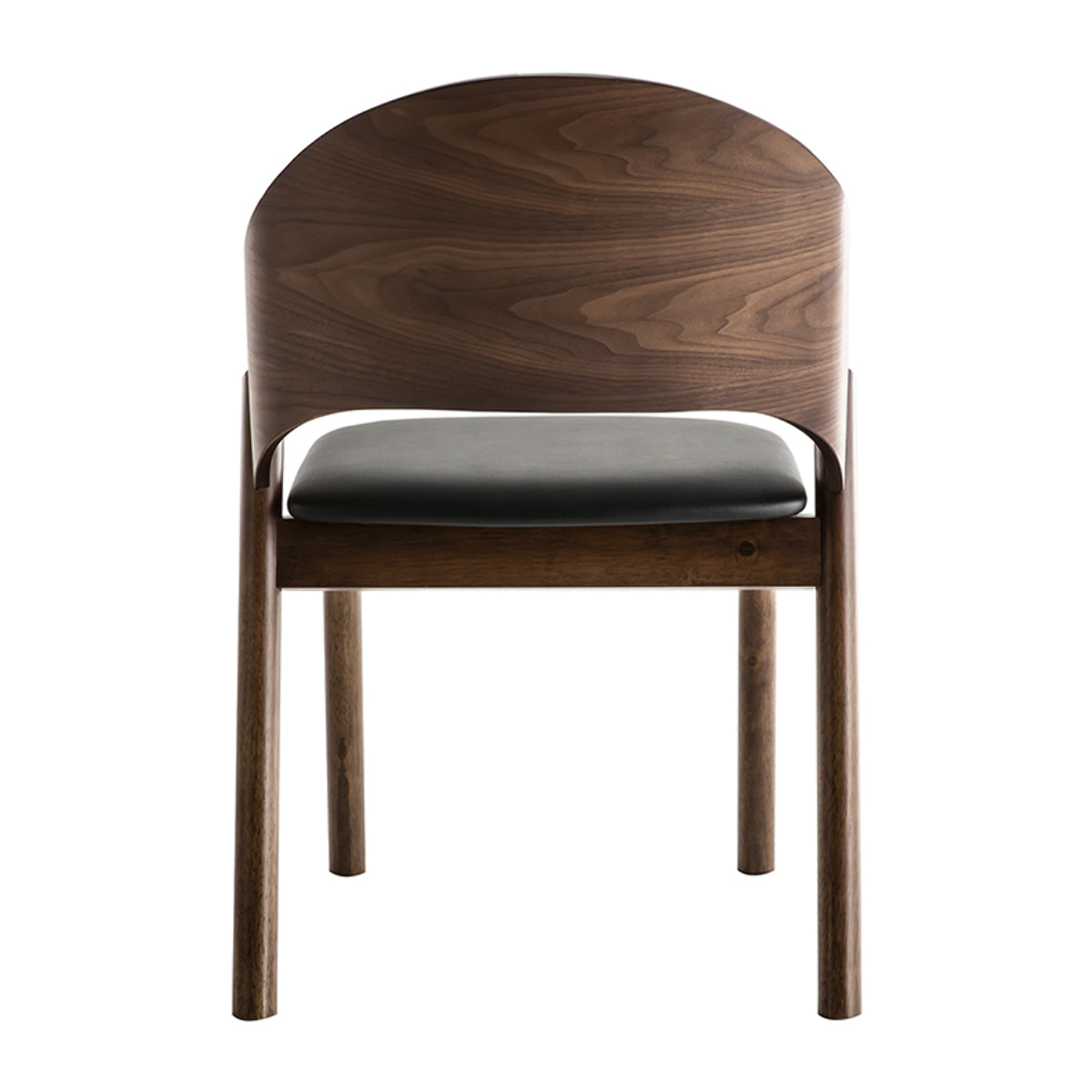 Chaises vintage en bois foncé noyer et assises noires (lot de 2) AVALON