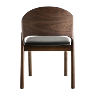 Chaises vintage en bois foncé noyer et assises noires (lot de 2) AVALON