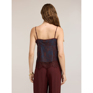 Motivi - Top in pizzo con sottoveste e orlo smerlato - Blu
