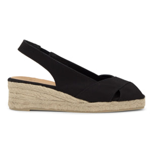 Alpargatas de cuña de mujer destalonadas Diana estilo peep-toe en algodón orgánico