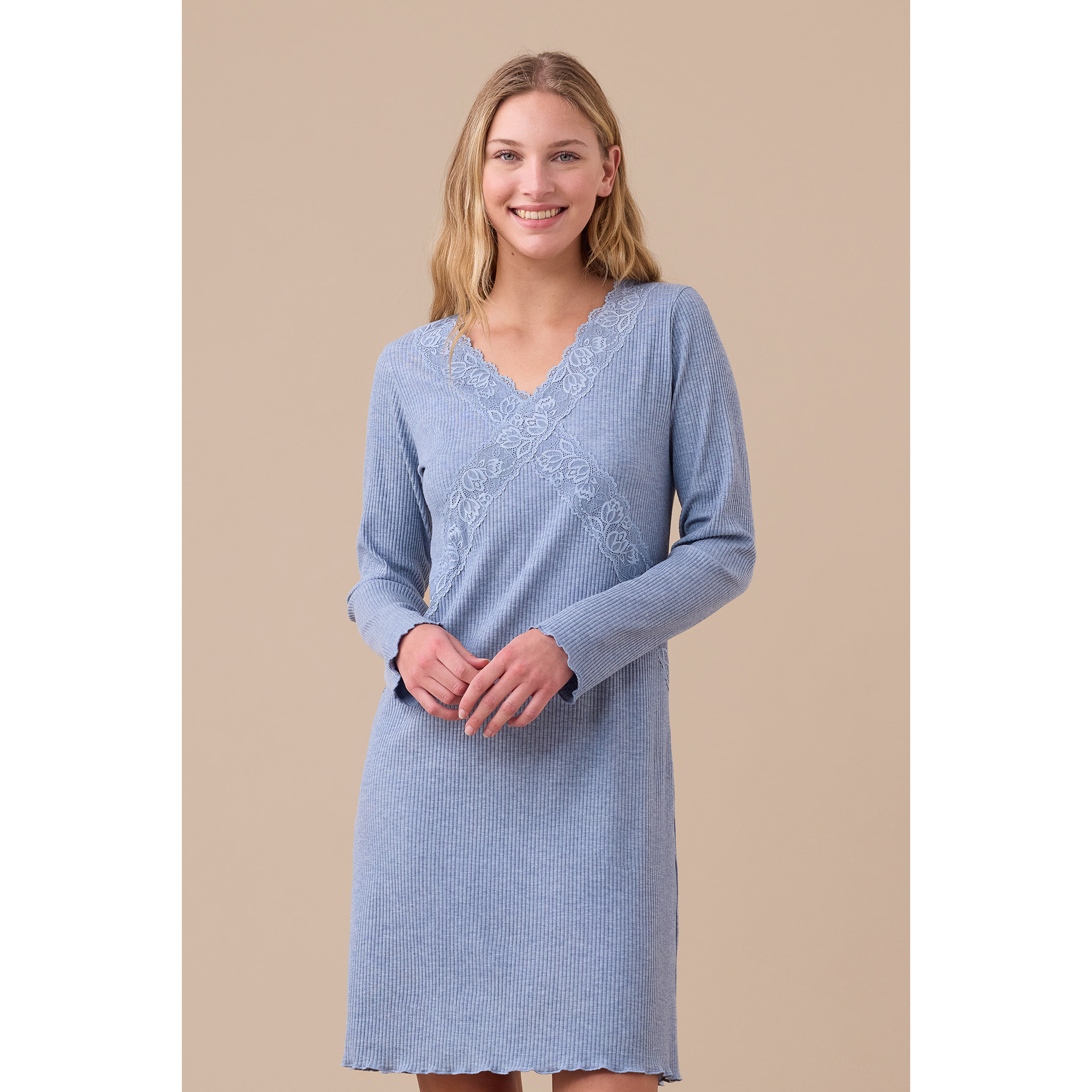 Camicia da notte donna in costina di viscosa articolo classic Noidinotte