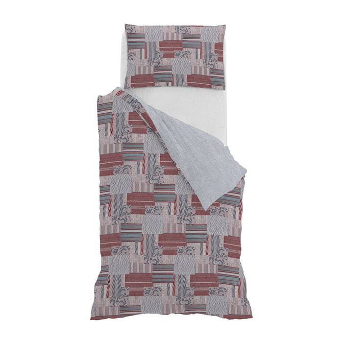 PARURE COPRIPIUMINO ATHENA, 100% Cotone, Made in Italy - LUCY ROSSO