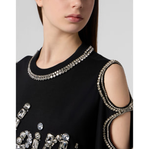 PHILIPP PLEIN Mini T-Shirt Dress Crystal Waves