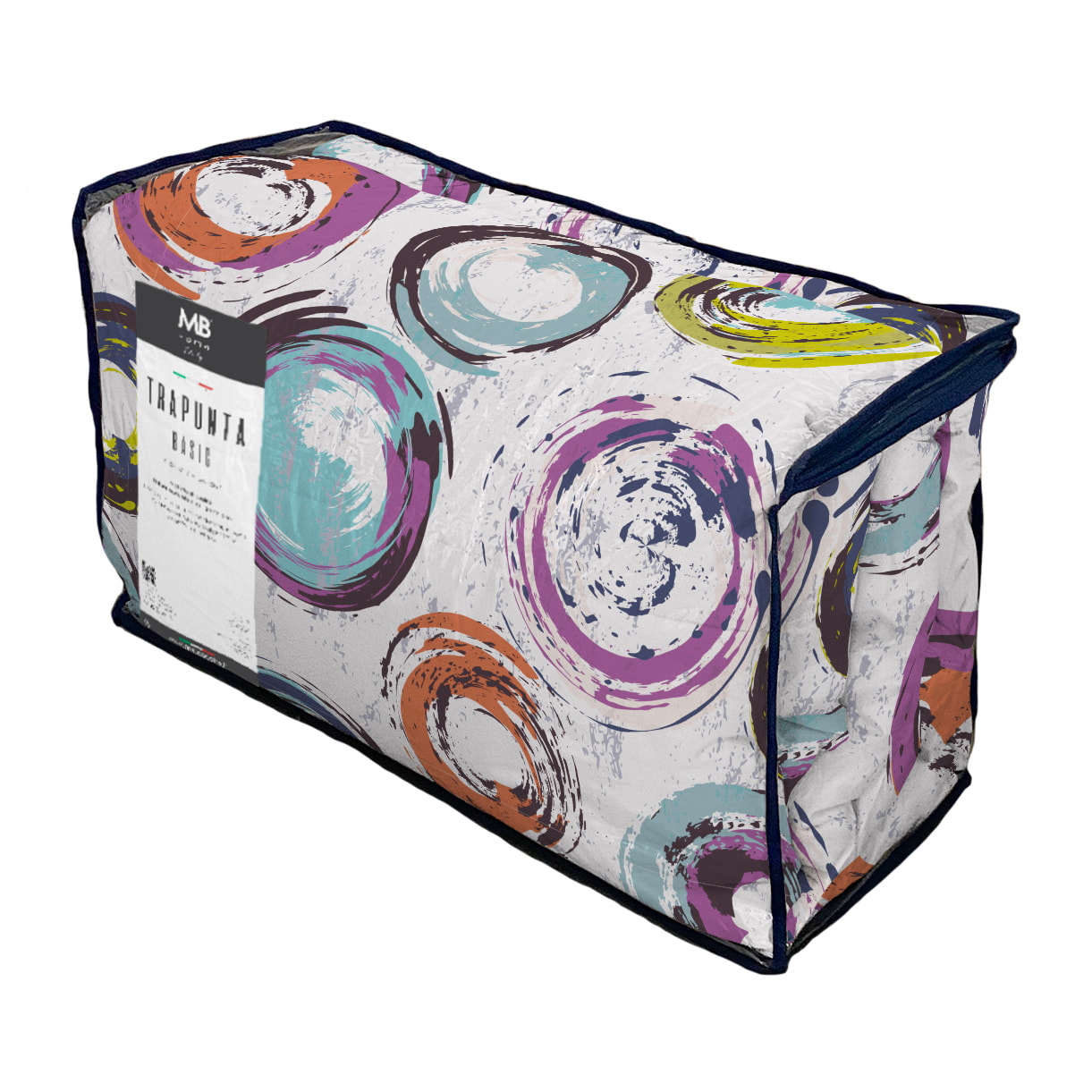 TRAPUNTA BASIC INVERNALE STAMPATA PIAZZA E MEZZA, CERCHI ASTRATTI