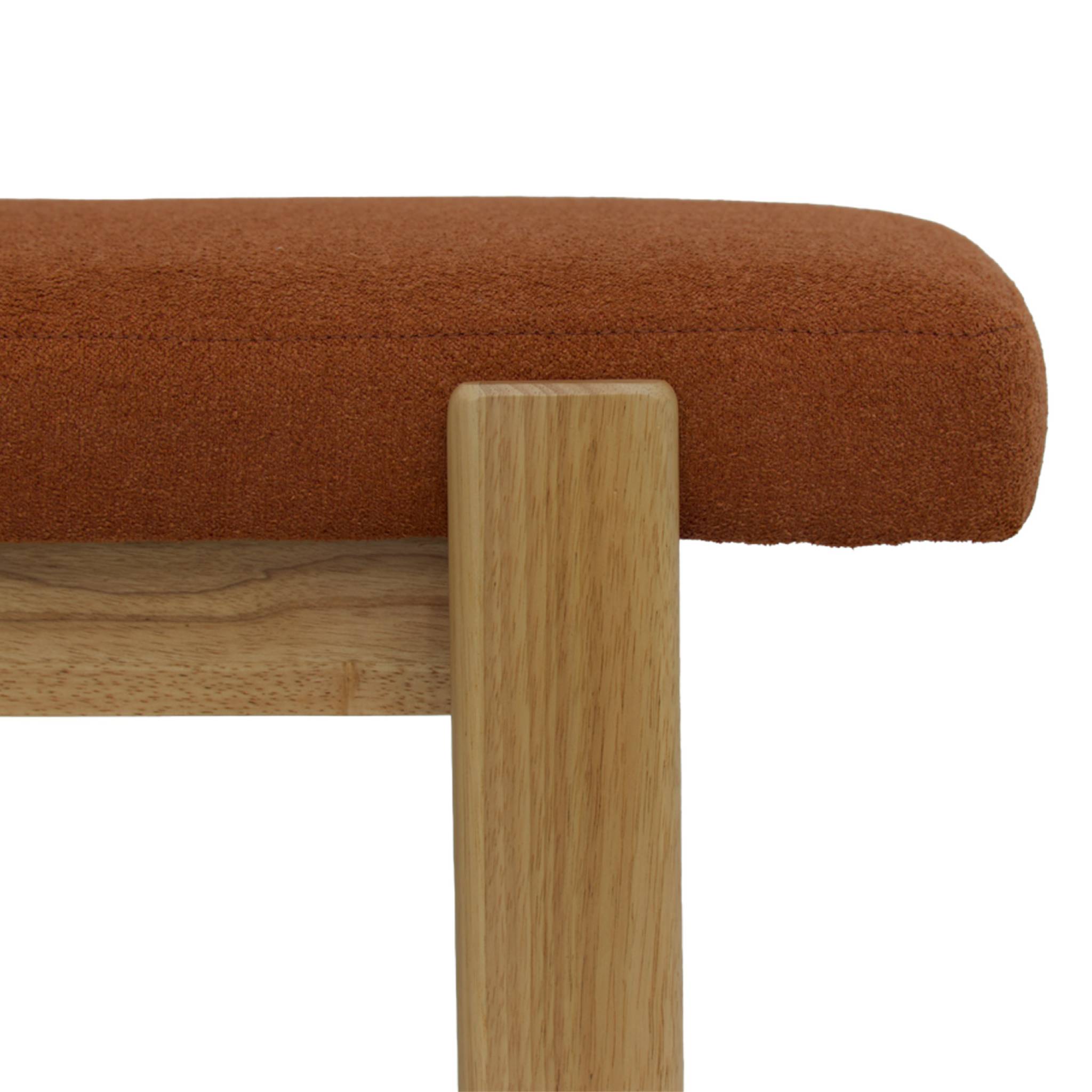 Banc, bout de lit bois d'hévéa teinte naturelle et tissu texturé NOMA