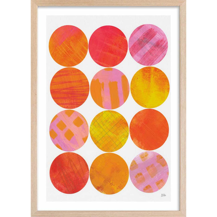 Poster sun shine circle Affiche + cadre en bois - Chêne