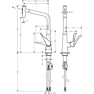 Mitigeur de cuisine 320 avec douchette extractible 2 jets chromé Metris Select M71