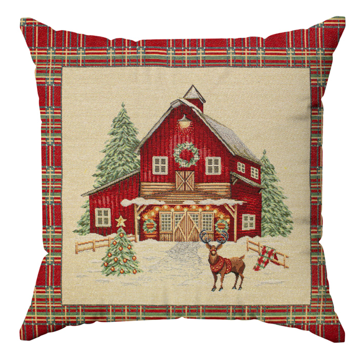 COPPIA CUSCINI NATALIZI JACQUARD SFODERABILI 50X50 CM RED COTTAGE