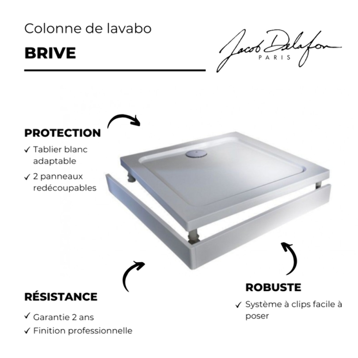 Kit de réhausse avec tablier blanc pour receveur Flight Jacob Delafon - E62506-00
