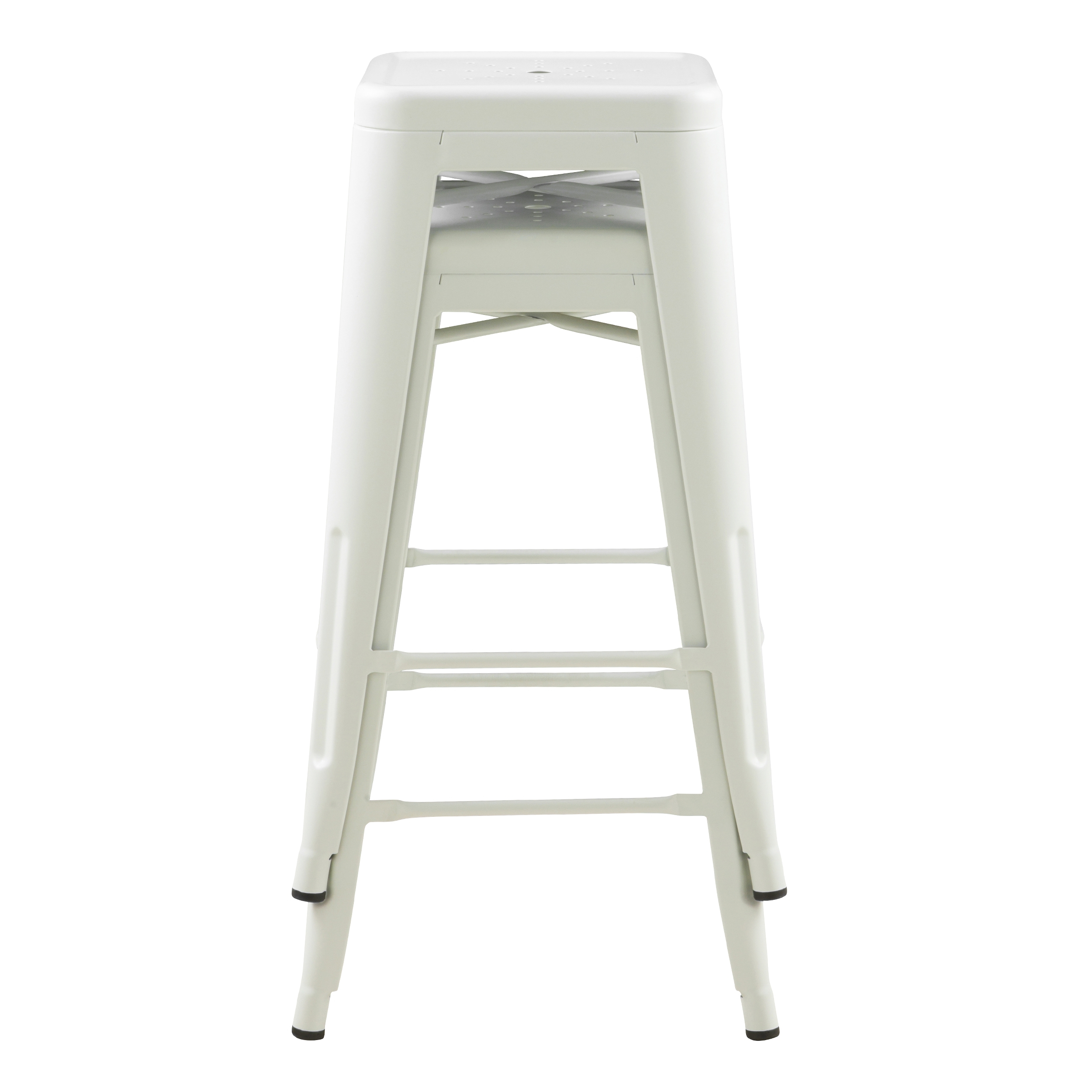 Tabouret de bar mi-hauteur Indus blanc mat 66cm (lot de 2)