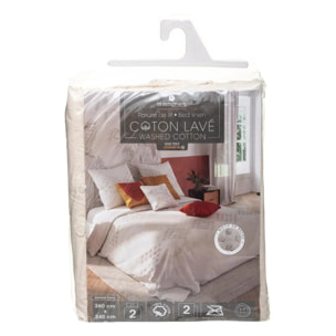 Parure de lit en coton lavé tufté - ivoire 260x240 cm