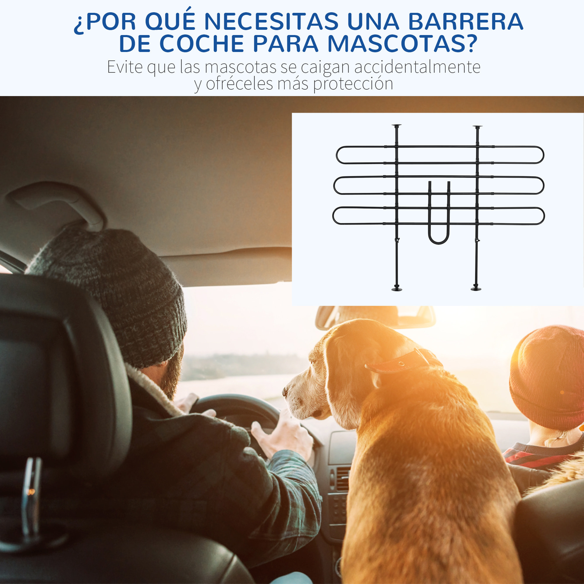 Conjunto para Mascotas Juego de Separador de Coche para Perros Ajustable y Rampa Plegable para Perros con Altura Ajustable 87-135x85-120 cm 90x40x61 cm Negro y Natural