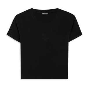 T-shirt slim donna con scritta ricamata