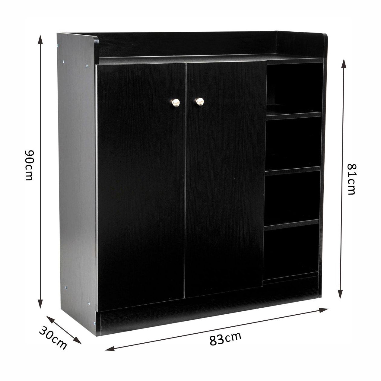 Armoire / etagere / meuble a chaussures très pratique en panneaux de particules noir