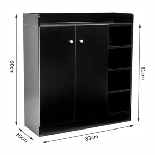 Armoire / etagere / meuble a chaussures très pratique en panneaux de particules noir