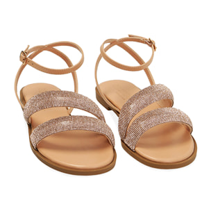 Sandalias con pedrería nude