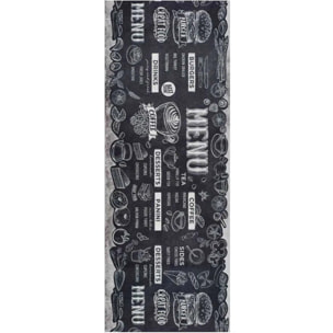 RICCI Alfombra vinílica de cocina diseño de menús en negro, varias medidas disponibles.